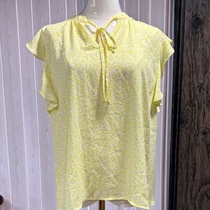 Ann Taylor Yellow Patterned Blouse